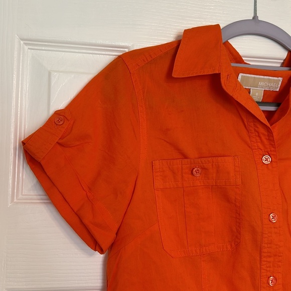 Michael Kors 6 Blouse Orange Button Down - Picture 3 of 7